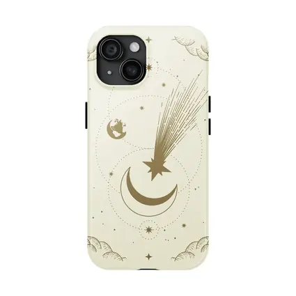 Celestial Moon Shooting Star Gold Art
