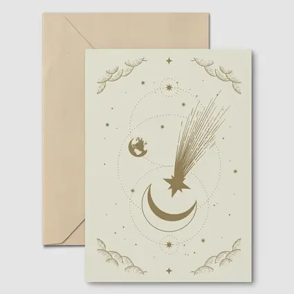 Celestial Moon Shooting Star Gold Art