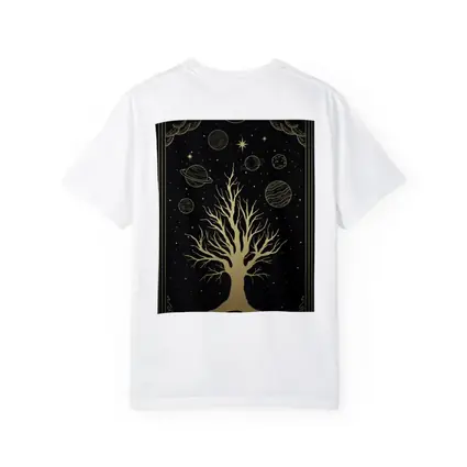 Celestial Tree Gold Stars Planets Dark