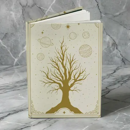 Celestial Tree Gold Planets Cosmic Art