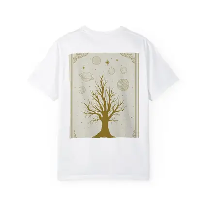Celestial Tree Gold Planets Cosmic Art