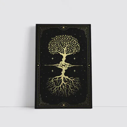 Gold Tree of Life Dark Starry Night