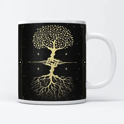 Gold Tree of Life Dark Starry Night