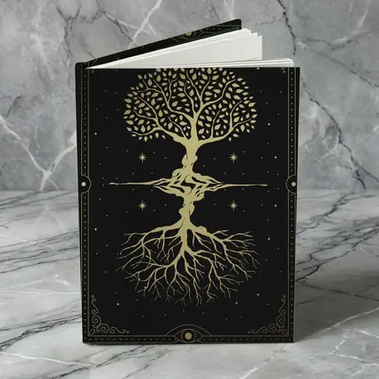 Gold Tree of Life Dark Starry Night