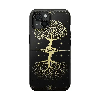 Gold Tree of Life Dark Starry Night