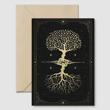 Gold Tree of Life Dark Starry Night