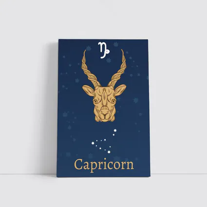 Capricorn Zodiac Sign Gold Navy Blue