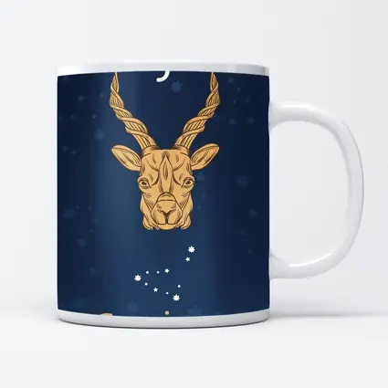 Capricorn Zodiac Sign Gold Navy Blue