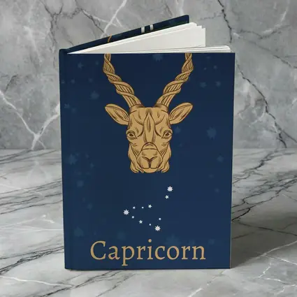 Capricorn Zodiac Sign Gold Navy Blue