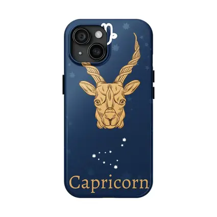 Capricorn Zodiac Sign Gold Navy Blue