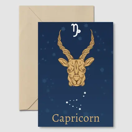 Capricorn Zodiac Sign Gold Navy Blue