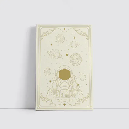 Astronaut Among Planets Celestial Line Art