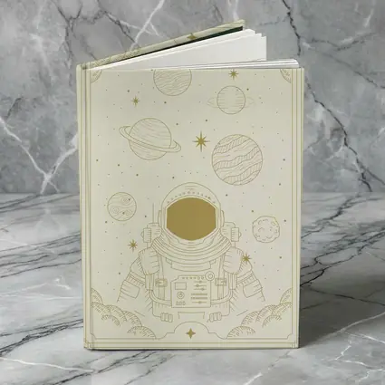 Astronaut Among Planets Celestial Line Art