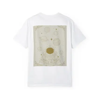 Astronaut Among Planets Celestial Line Art