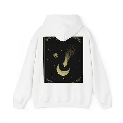 Gold Moon Shooting Star Dark Celestial Art