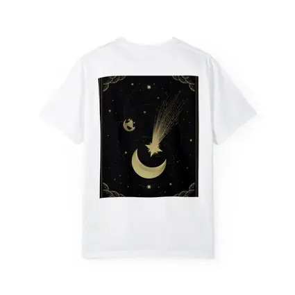 Gold Moon Shooting Star Dark Celestial Art