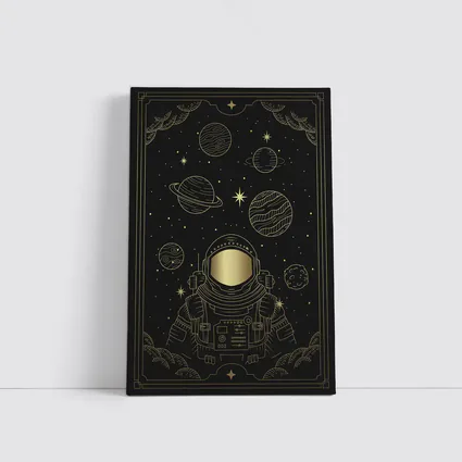 Gold Astronaut Space Planets Dark Sky
