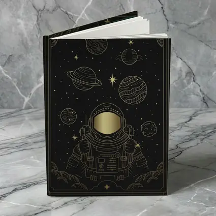 Gold Astronaut Space Planets Dark Sky