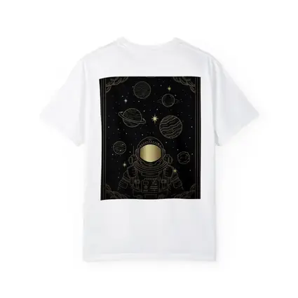 Gold Astronaut Space Planets Dark Sky