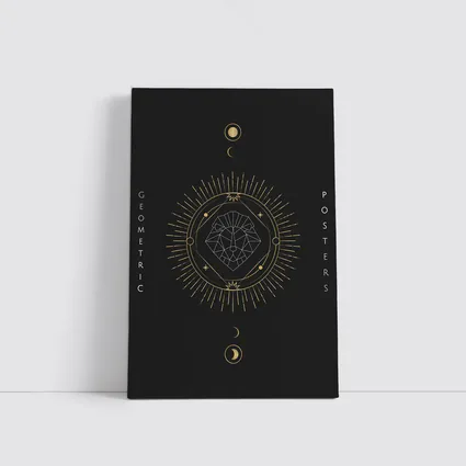 Geometric Lion Gold Moon Phases Dark