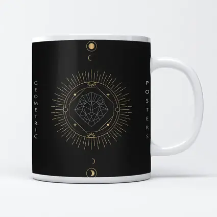 Geometric Lion Gold Moon Phases Dark