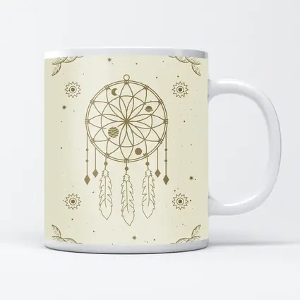 Boho Dreamcatcher Celestial Planets Beige Art