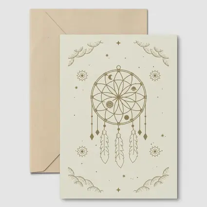 Boho Dreamcatcher Celestial Planets Beige Art