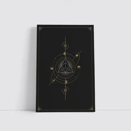 Sacred Geometry Gold Triangle Dark Background