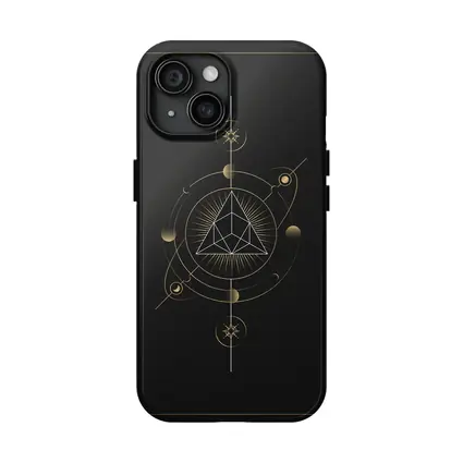 Sacred Geometry Gold Triangle Dark Background