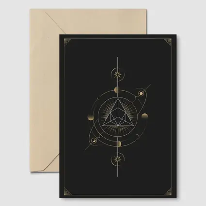 Sacred Geometry Gold Triangle Dark Background