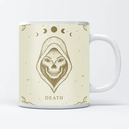 Death Tarot Skull Moon Phase Celestial Art