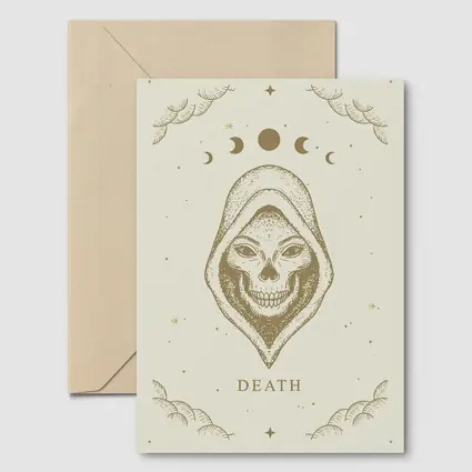 Death Tarot Skull Moon Phase Celestial Art