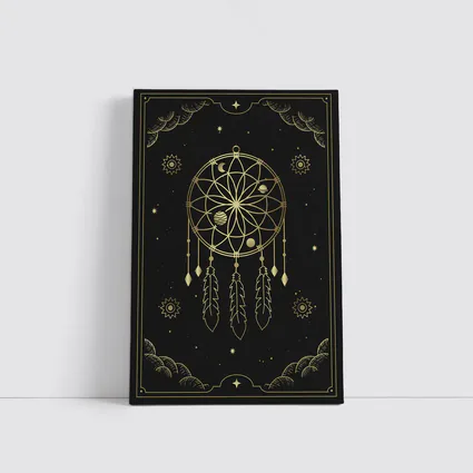 Gold Dream Catcher Dark Celestial Mystical Art
