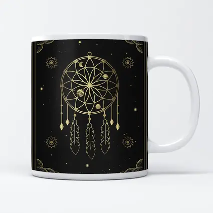 Gold Dream Catcher Dark Celestial Mystical Art