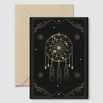 Gold Dream Catcher Dark Celestial Mystical Art