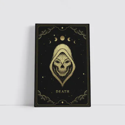 Death Tarot Skull Hooded Figure Gold