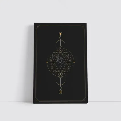 Geometric Unicorn Gold Celestial Moon Dark