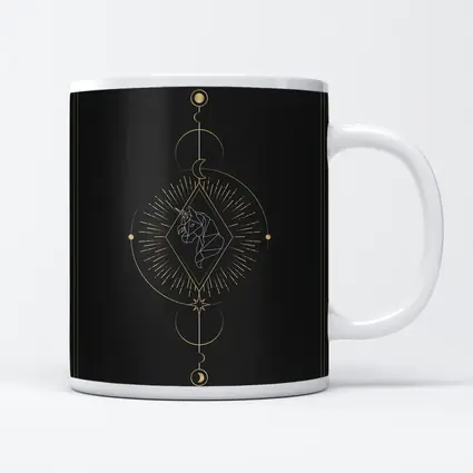 Geometric Unicorn Gold Celestial Moon Dark