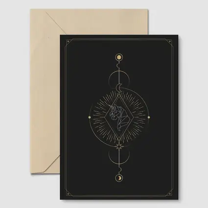 Geometric Unicorn Gold Celestial Moon Dark