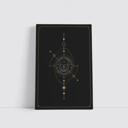 Geometric Skull Gold Celestial Dark Background