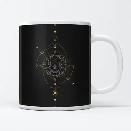 Geometric Skull Gold Celestial Dark Background