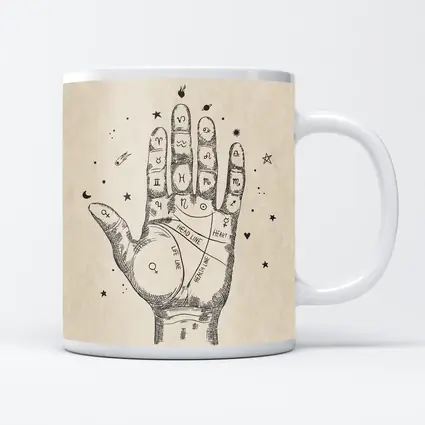 Palmistry Hand Chart Zodiac Astrology Beige Art