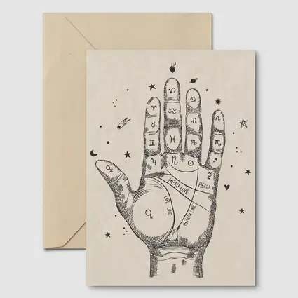 Palmistry Hand Chart Zodiac Astrology Beige Art