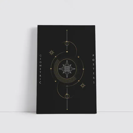 Gold Geometric Star Celestial Dark Background