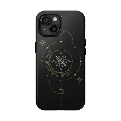 Gold Geometric Star Celestial Dark Background