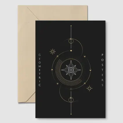 Gold Geometric Star Celestial Dark Background