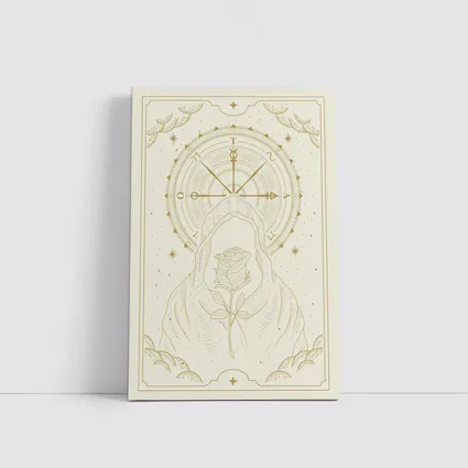 Hooded Figure Rose Compass Mystical Gold Art