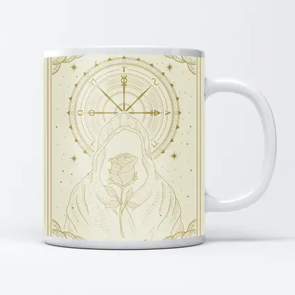 Hooded Figure Rose Compass Mystical Gold Art