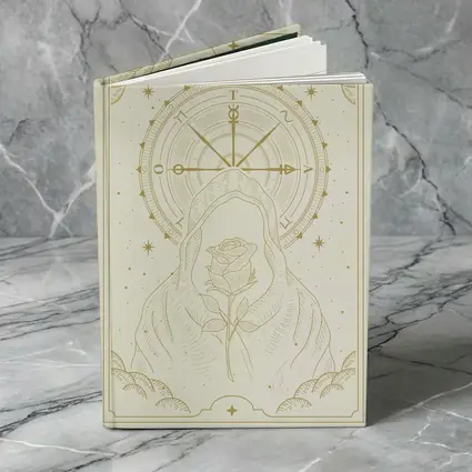 Hooded Figure Rose Compass Mystical Gold Art