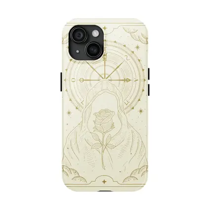 Hooded Figure Rose Compass Mystical Gold Art